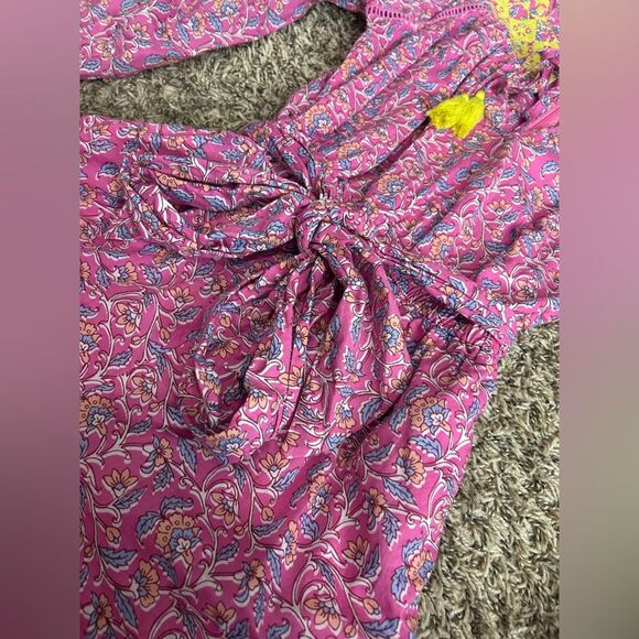 J. Crew Embroidered Romper in Pink Vines Block Print Sz 2 - Picture 9 of 11